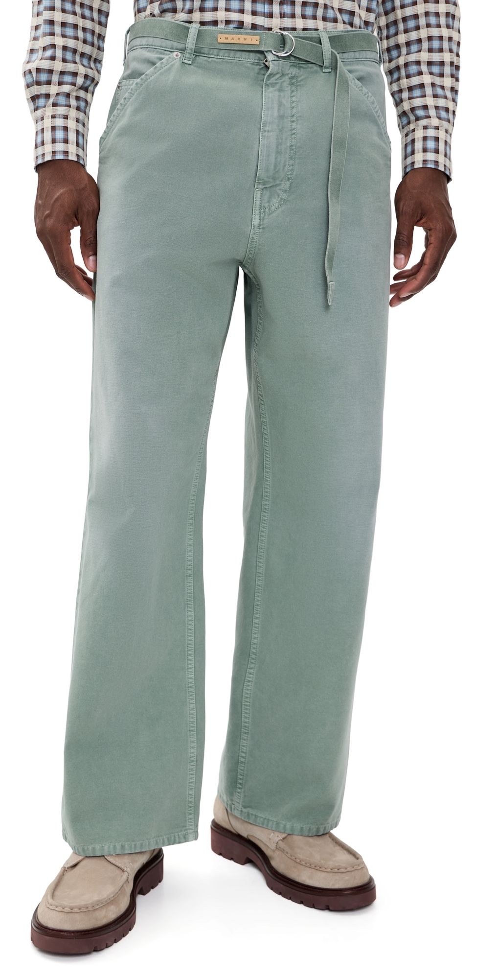 Marni Cotton Wide Leg Trousers Baltic 50