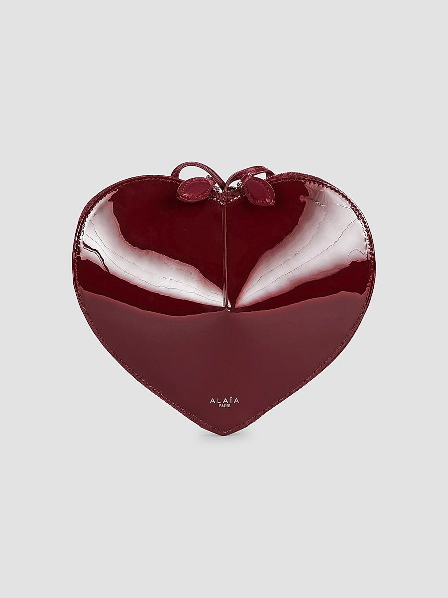 ALAÏA Women's Le Coeur Patent Leather Shoulder Bag - Rouge Grenat