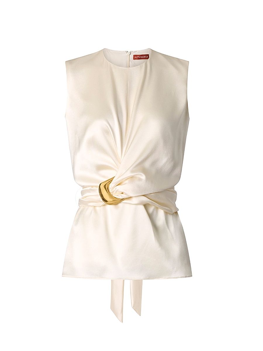 Women's Tizzy Silk Wrap Top - Tapioca - Size 10