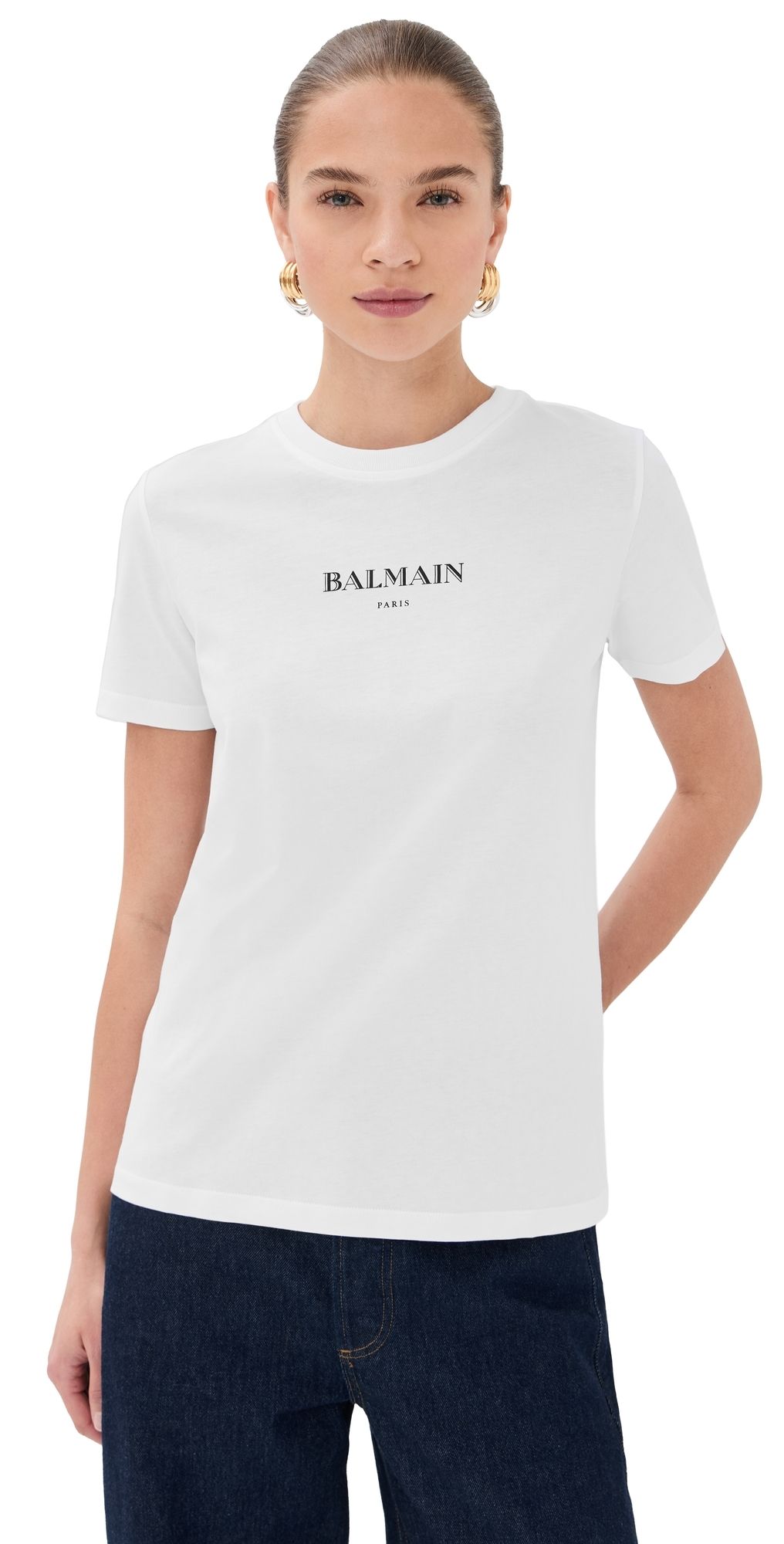Balmain Balmain Vintage Print Rugular T-Shirt Blanc/Noir XS
