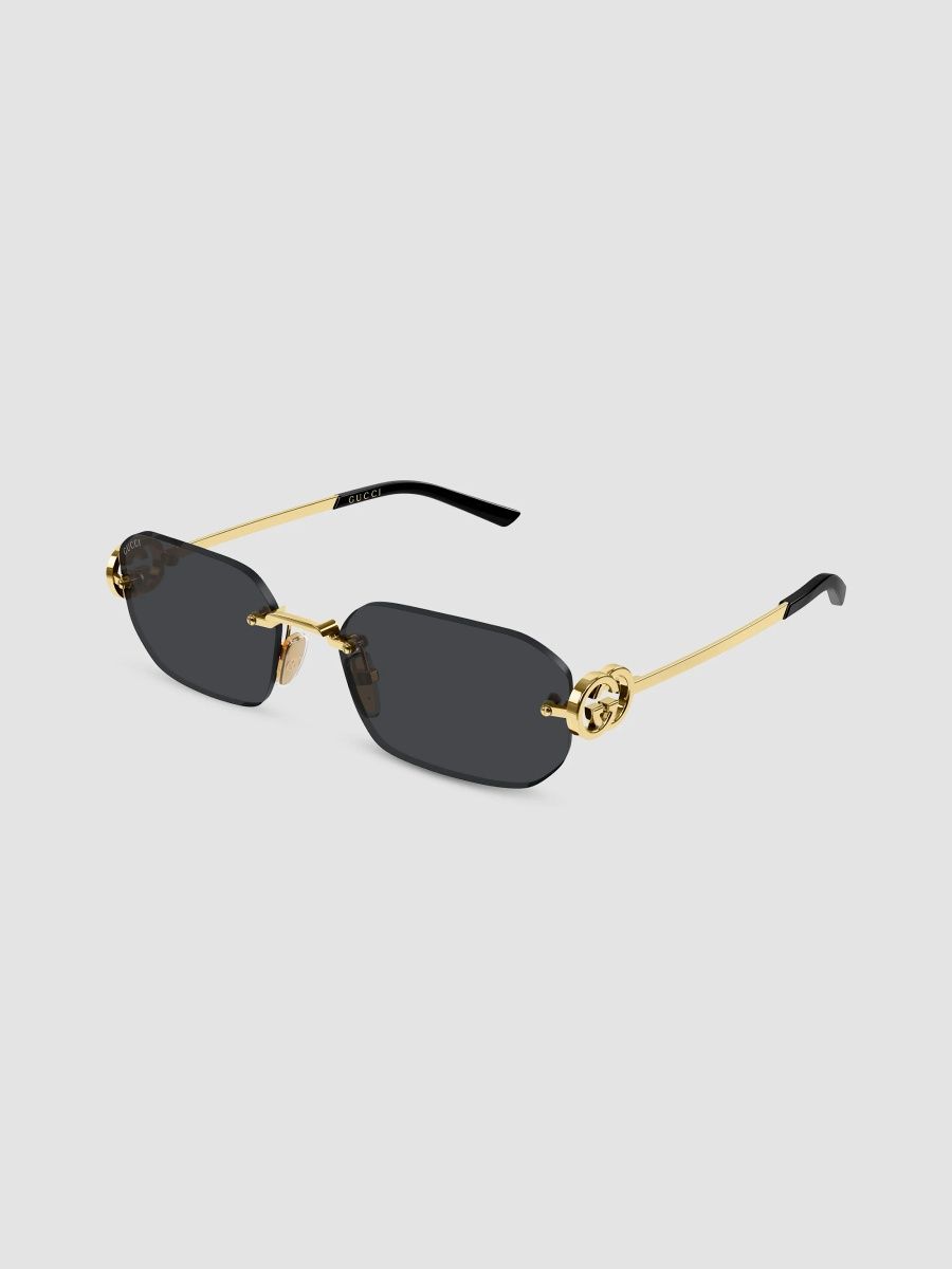 Gucci Men's Interlocking G Stuck GG Evolution 57MM Rimless Rectangular Sunglasses - Gold