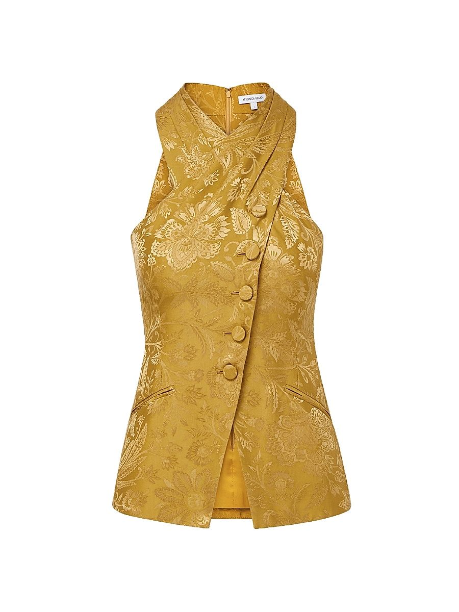 Women's Pacey Floral Sleeveless Top - Gold Ochre - Size 16