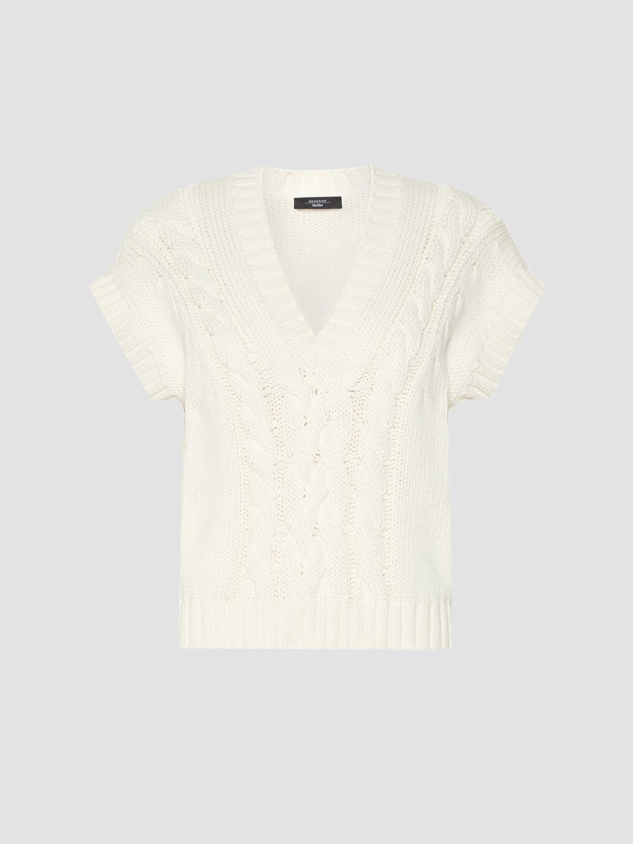 Weekend Max Mara Women's Cotton Yarn Gilet - Ecru - Size XL