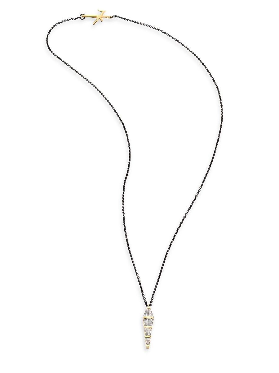 Women's Tapered Diamond & 18K Black Gold Pendant Necklace - Black Gold