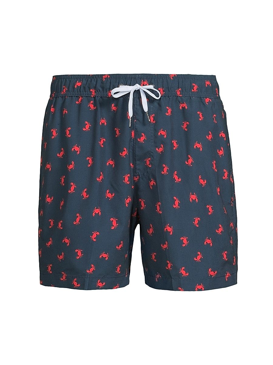 Men's COLLECTION Micro Crabs Swim Trunks - Deep Navy Red - Size Large