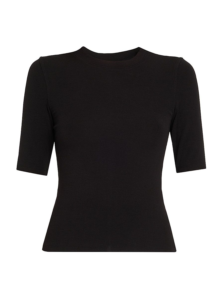 Women's Rib Crewneck T-Shirt - Black - Size XL