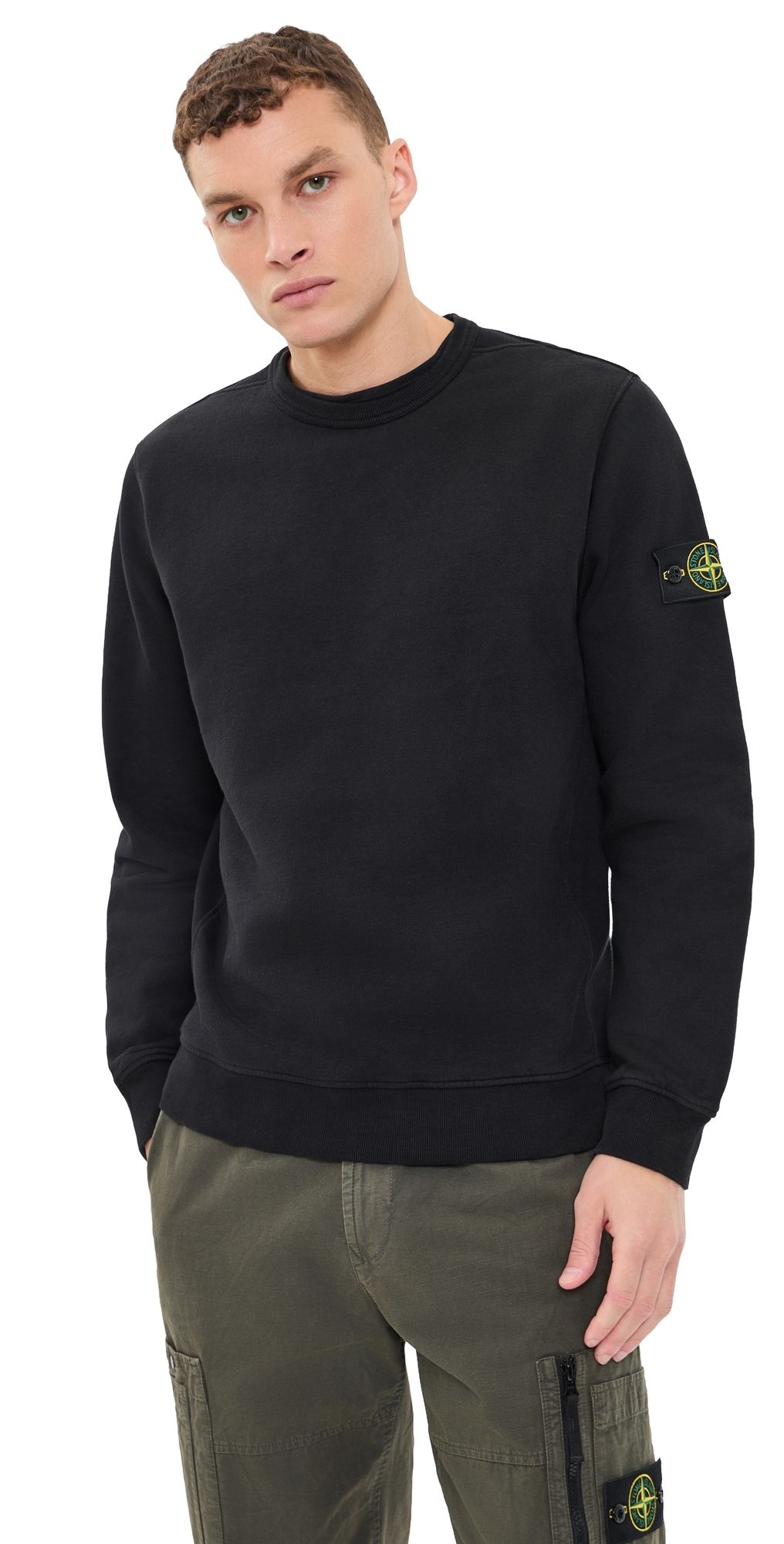 Stone Island Brushed Cotton Fleece Sweatshirt Black L