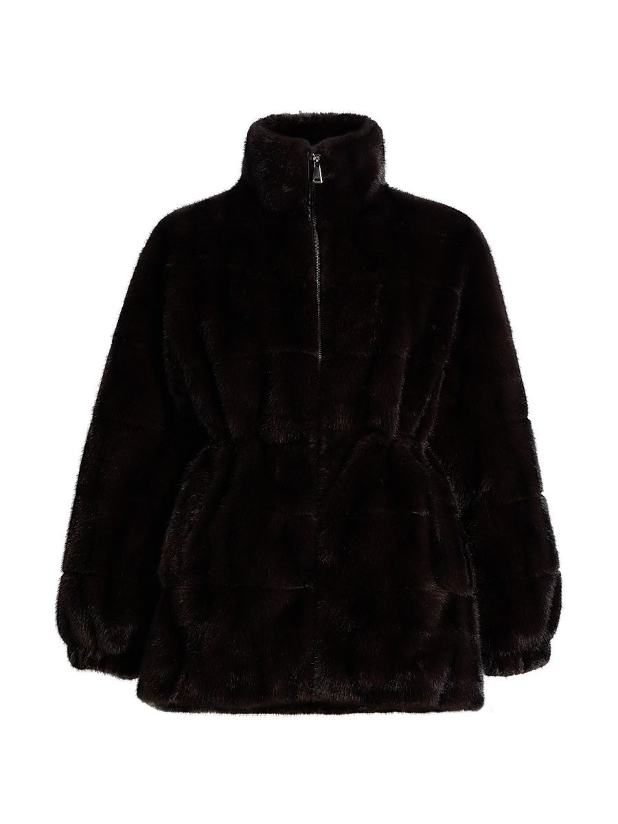 Women's The Eliana Faux- Fur Zip-Front Coat - Striped Animal - Size XL