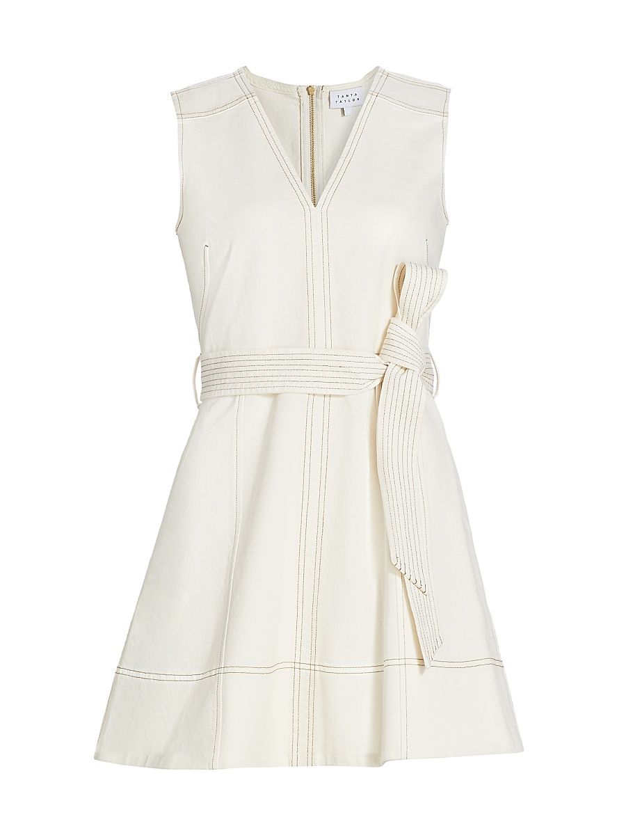 Women's Reina Cotton Belted Minidress - Chalk - Size 14