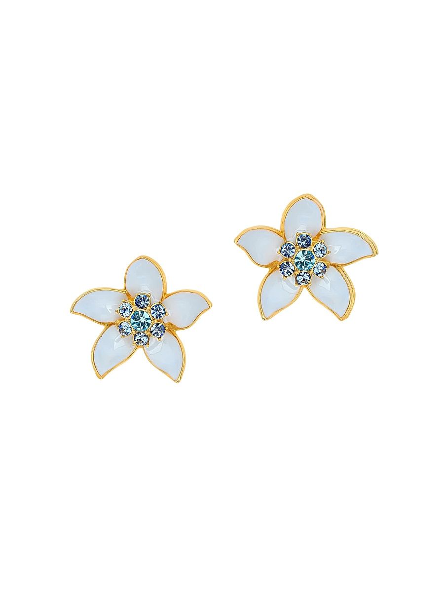 Women's Jasmin 24K-Gold-Plated Brass & Enamel Stud Earrings - Light Blue