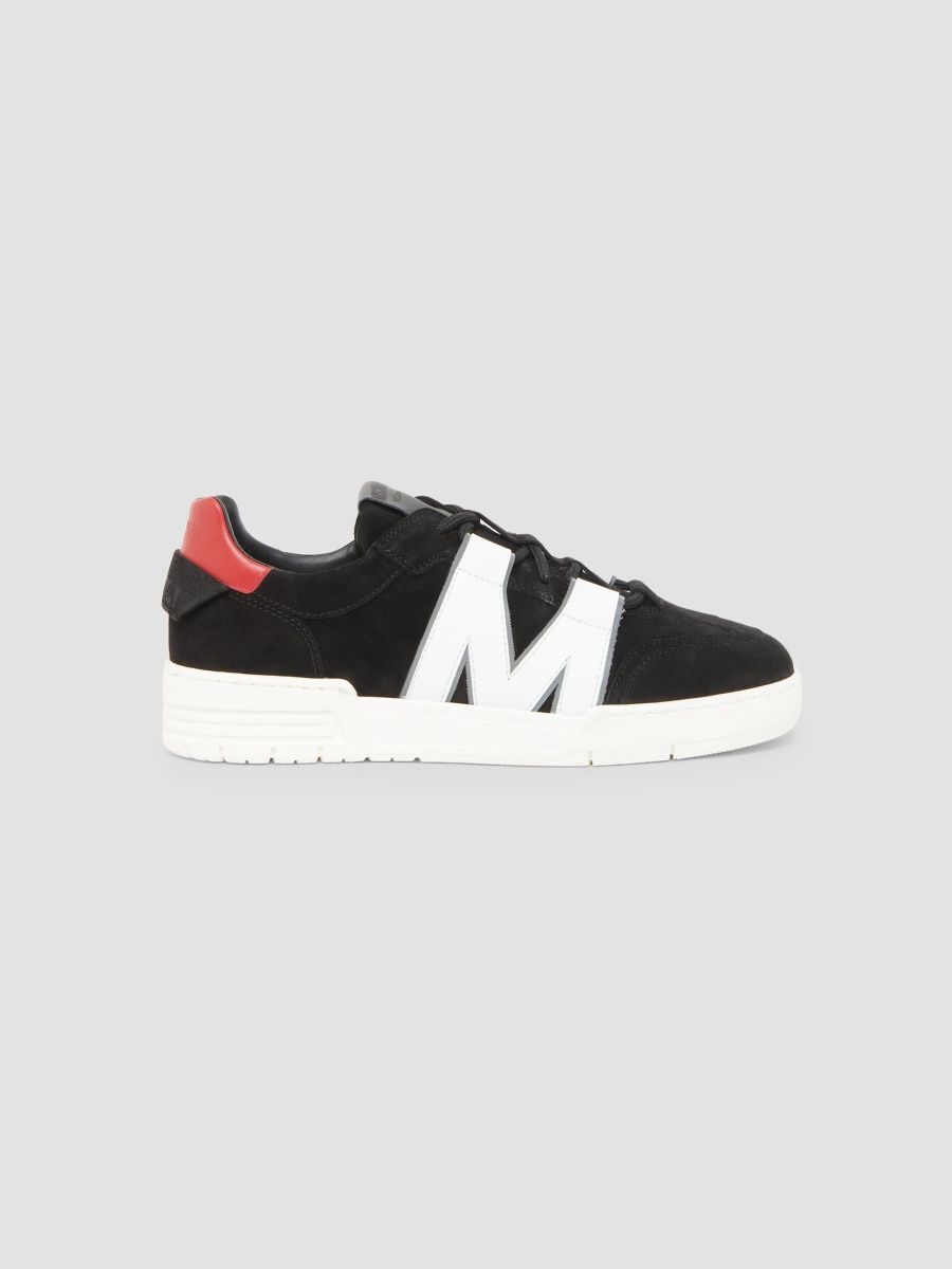 Moschino Men's Logo Suede Low-Top Sneakers - Black White - Size 7