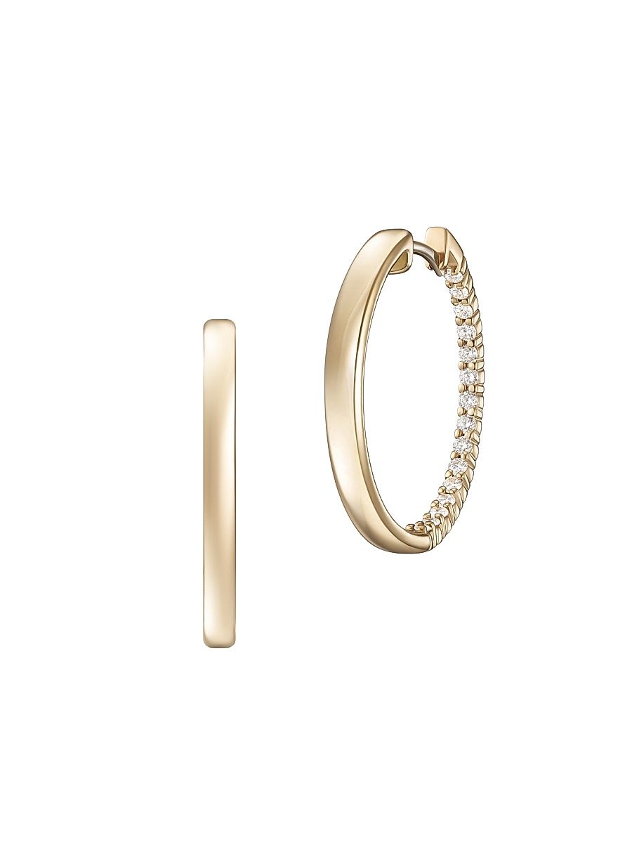 Women's Lenox 18K Yellow Gold & 0.42 TCW Diamond Small Hoop Earrings - Yellow Gold