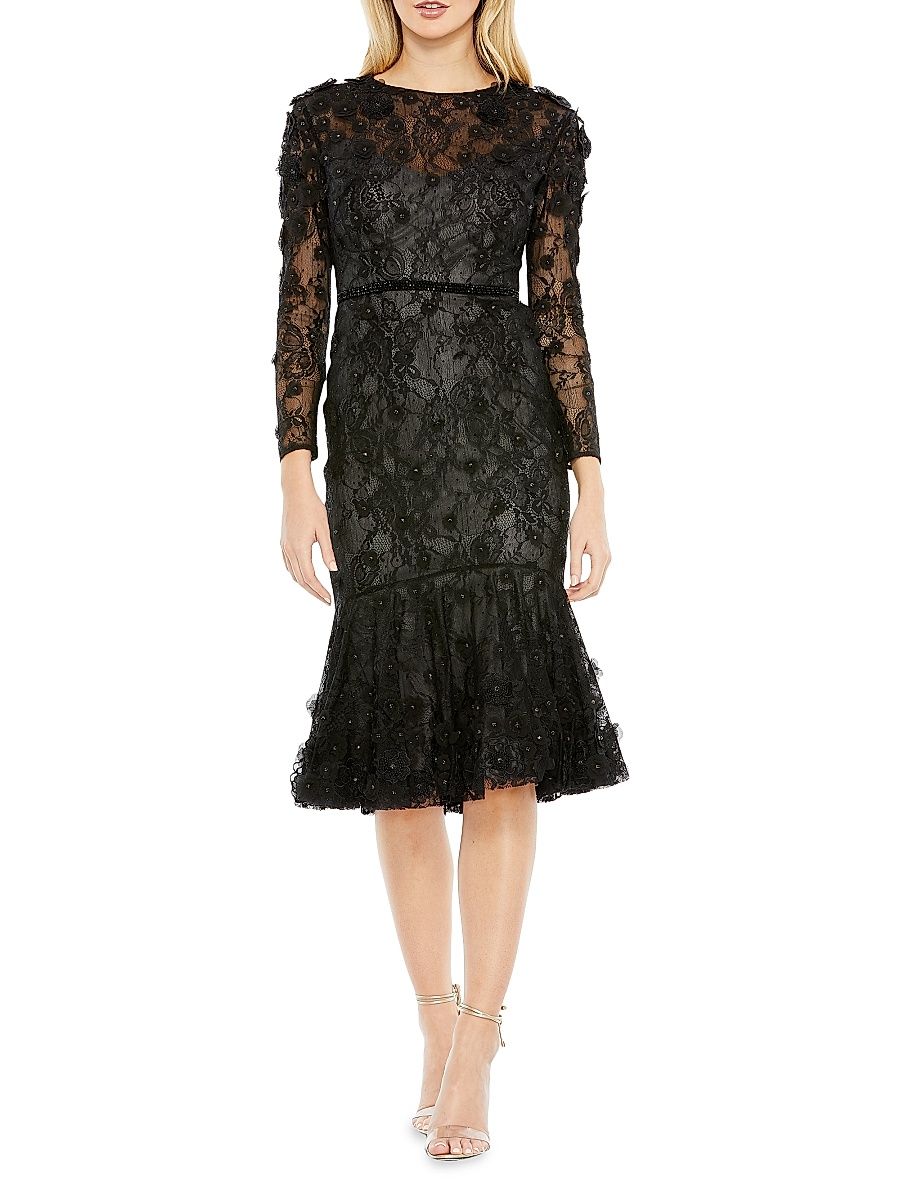 Women's Embellished Floral Cocktail Dress - Black - Size 16