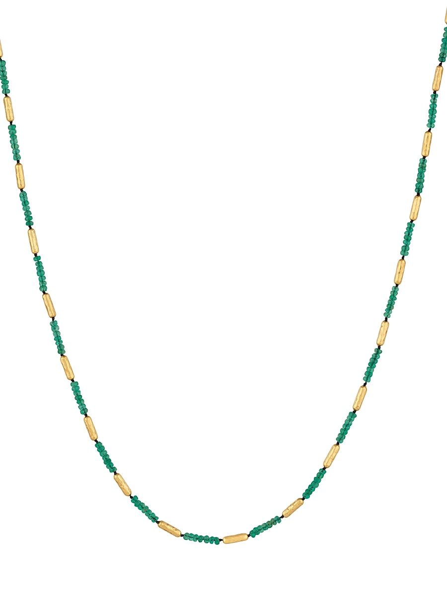 Women's Vertigo 24K Yellow Gold, 18K Yellow Gold & Emerald Beaded Necklace - Yellow Gold