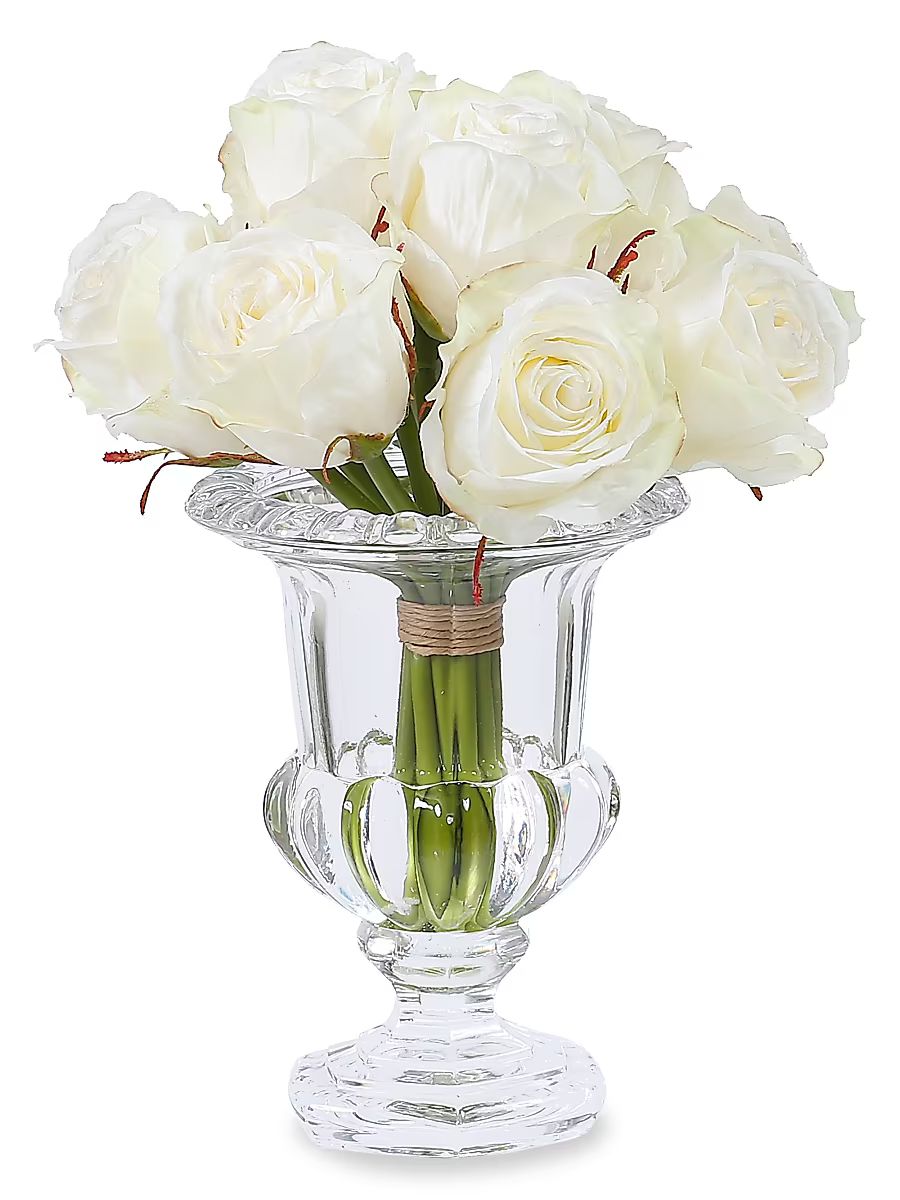 Everyday Floral Imitation Rose in Crystal Glass Vase