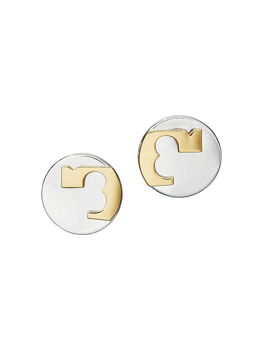 Women's Essential Goldtone & Silvertone Logo Stud Earrings - Yellowsilver