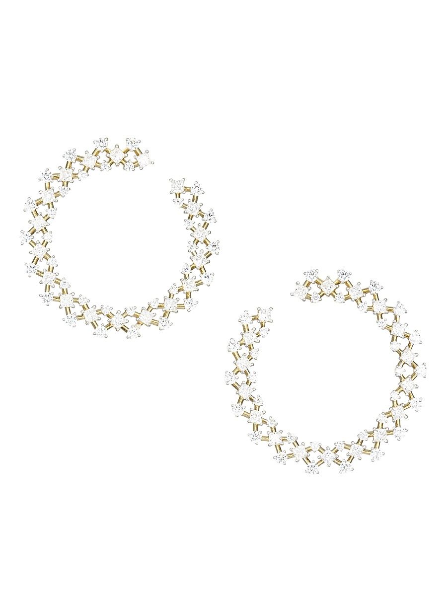 Women's Verbena 18K Yellow Gold & Rhodium-Plated Crystal Wraparound Hoop Earrings - Gold