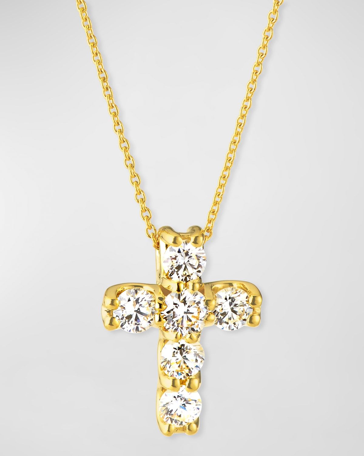 18k Diamond Square-Set Cross Pendant Necklace
