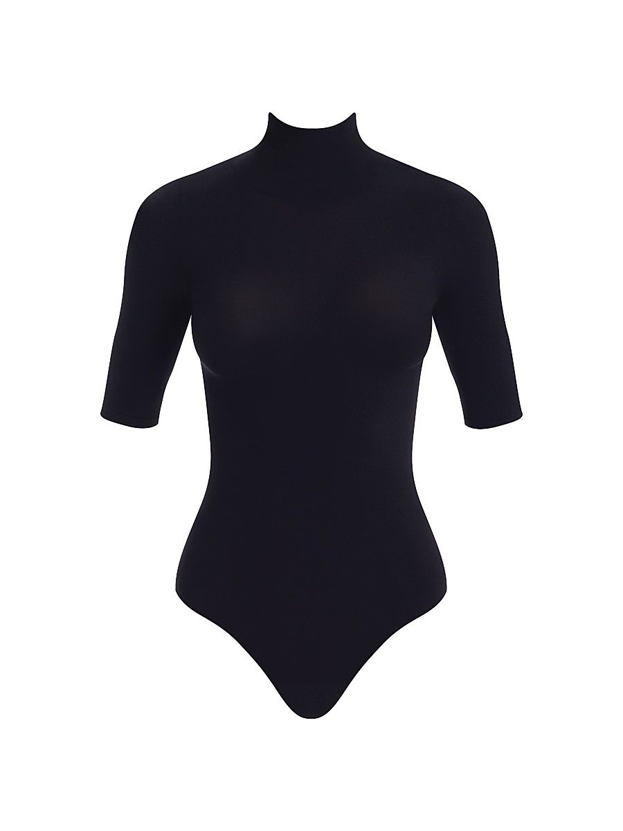 Women's Short-Sleeve Turtleneck Bodysuit - Black