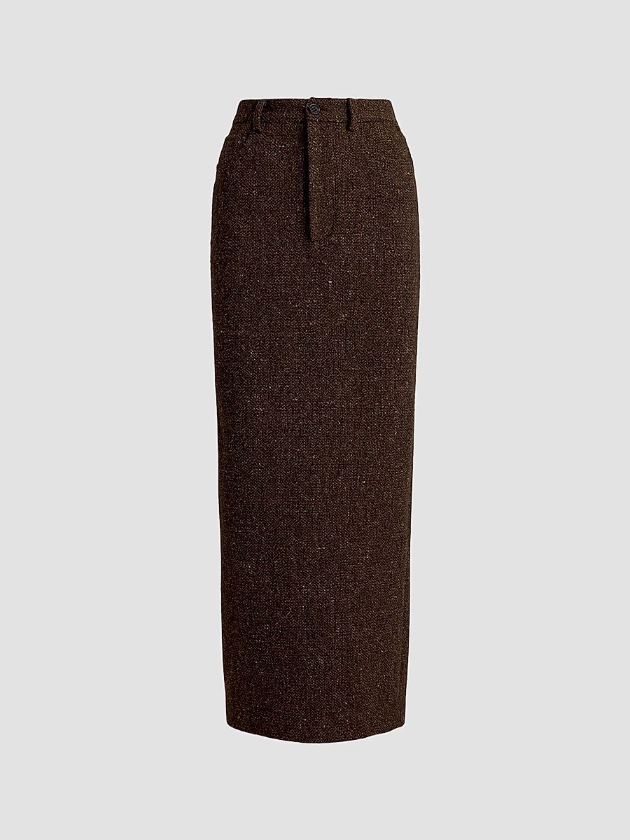 Women's Fontaine Textured Tweed Pencil Skirt - Brown - Size 8