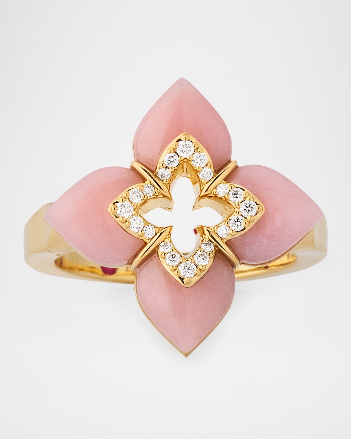 Souffle 18K Yellow Gold Diamond Venetian Princess Ring with Gemstones, Size 6.5