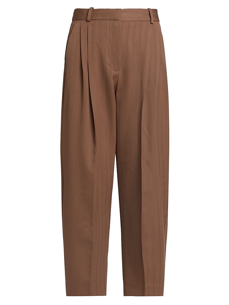 Women's Striped Wool Balloon Trousers - Sienna - Size 12