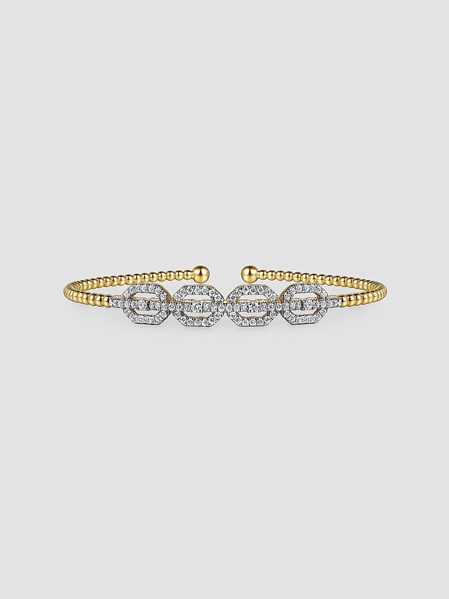 Gabriel & Co Women's Bujukan 14K Yellow Gold & 0.60 TCW Link Cuff Bracelet - Yellow Gold - Size 5.75