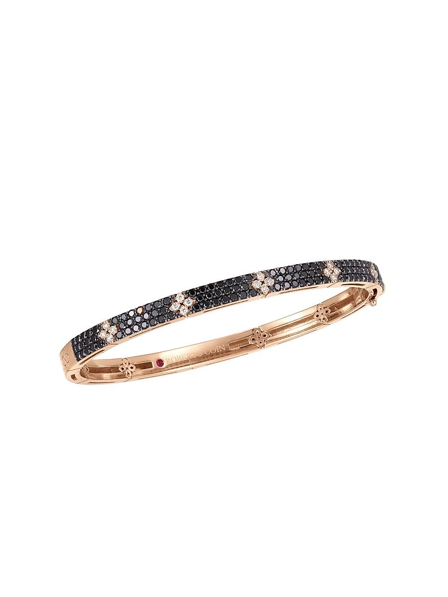 Women's Love In Verona 18K Rose Gold, Black & White Diamond Bangle Bracelet - Rose Gold