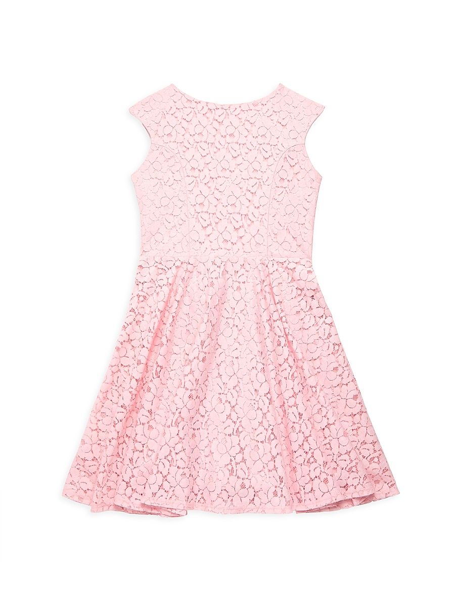 Girl's Lace Cap Sleeve Dress - Pink - Size 8