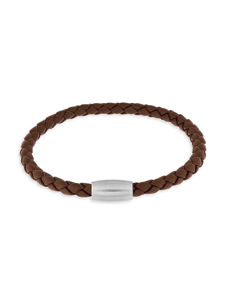 Men's Magnet Clasp Leather Bracelet - Brown