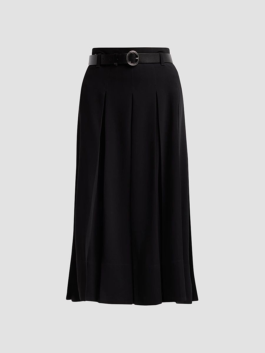 Women's Rylee Belted A-Line Midi Skirt - Black - Size 14
