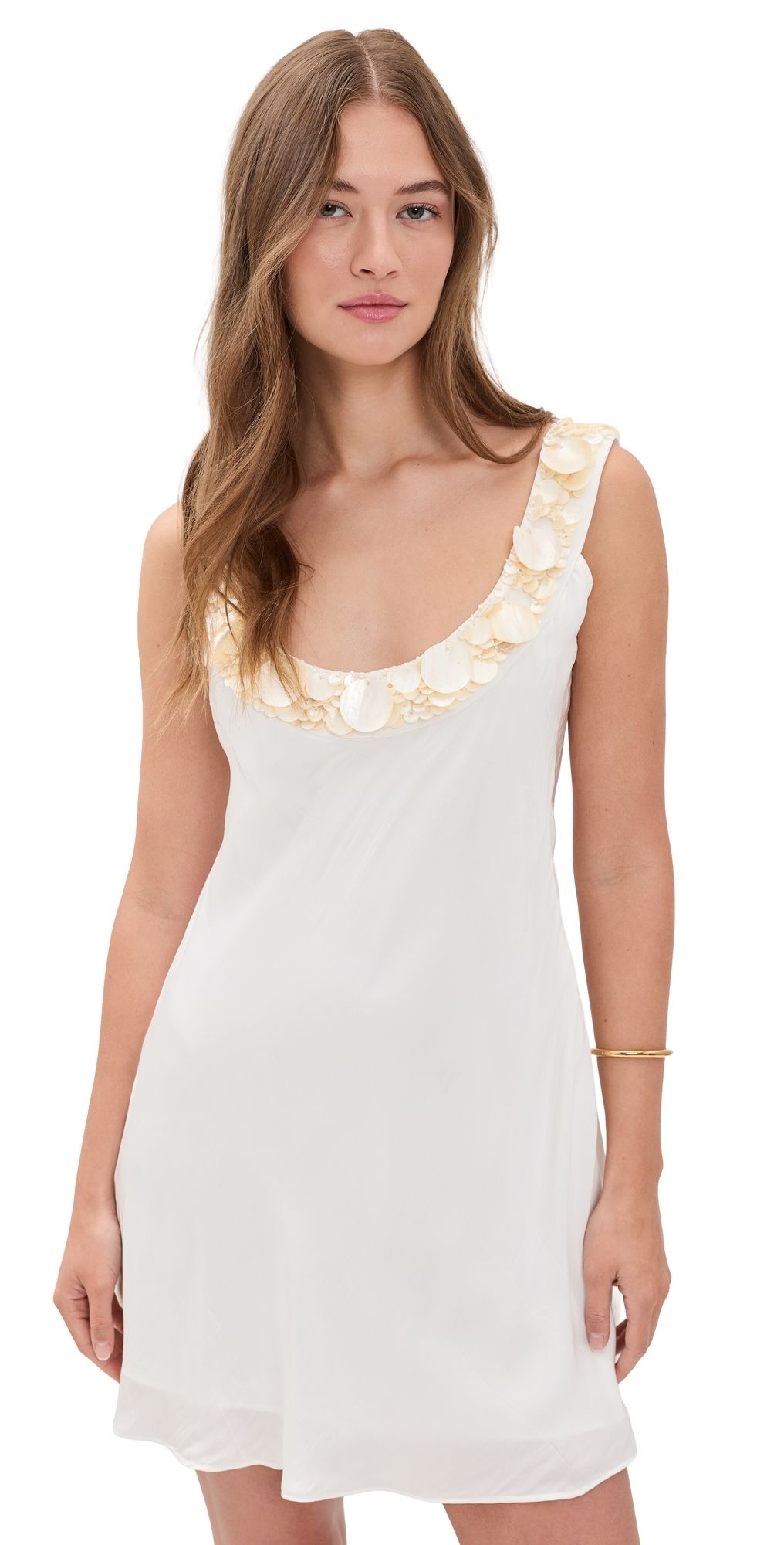 For Love & Lemons Sami Seashell Mini Dress Ivory S