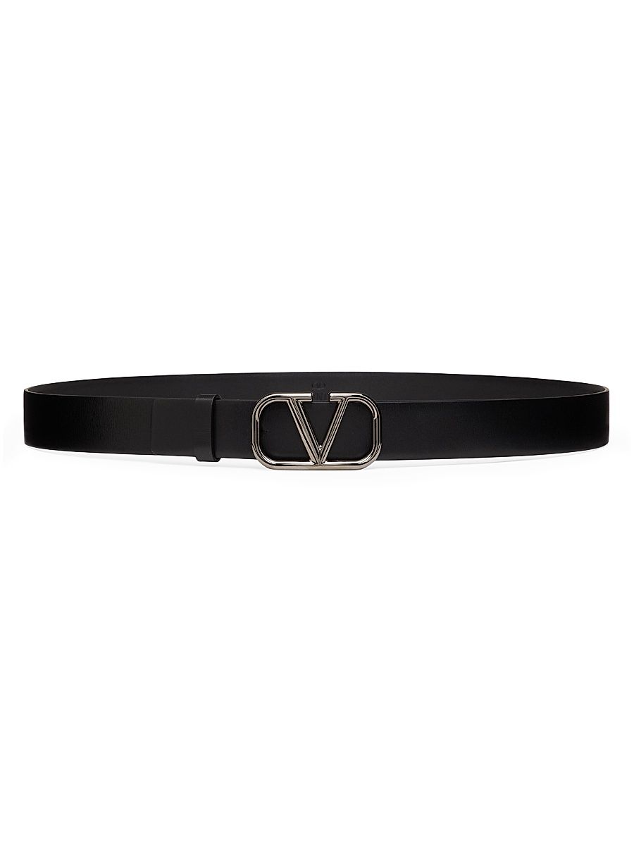 Men's VLogo Signature Calfskin Belt 30 MM - Black - Size 48
