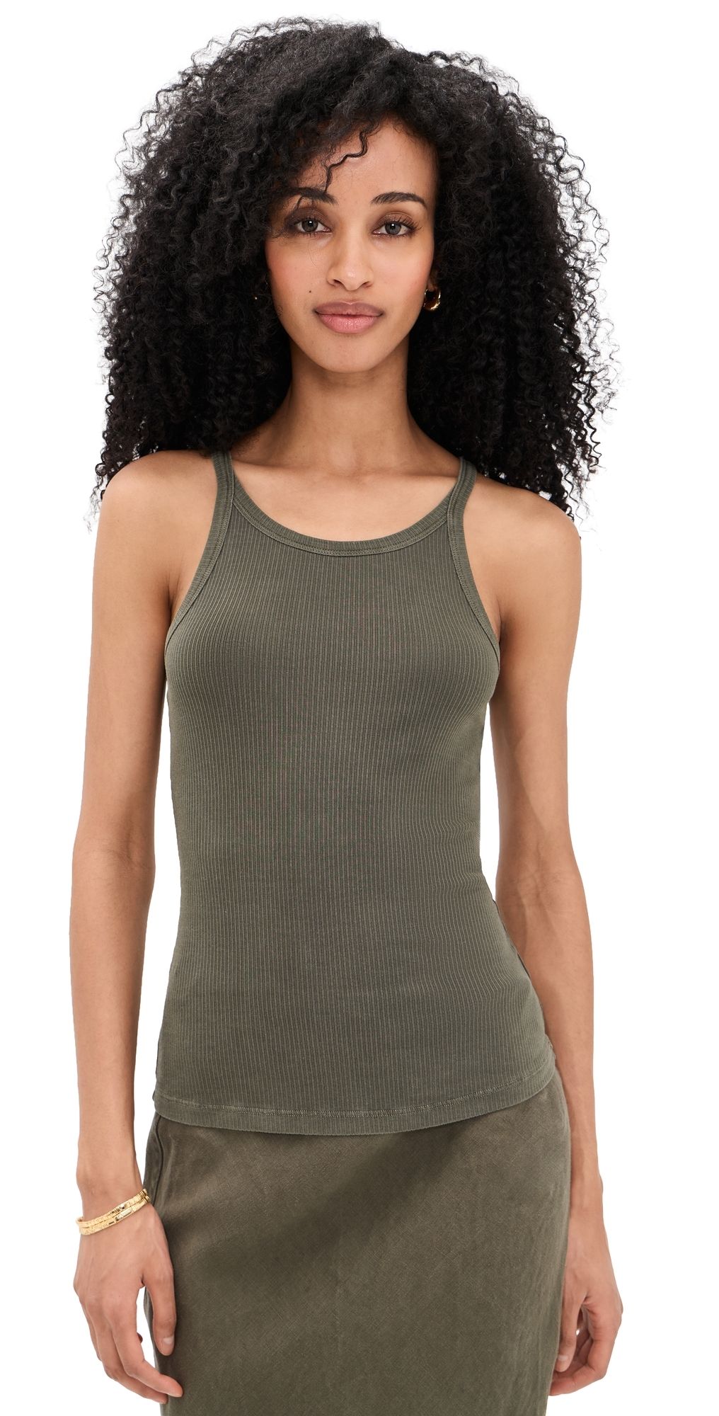 James Perse Ribbed Cami Tank Army Green 3