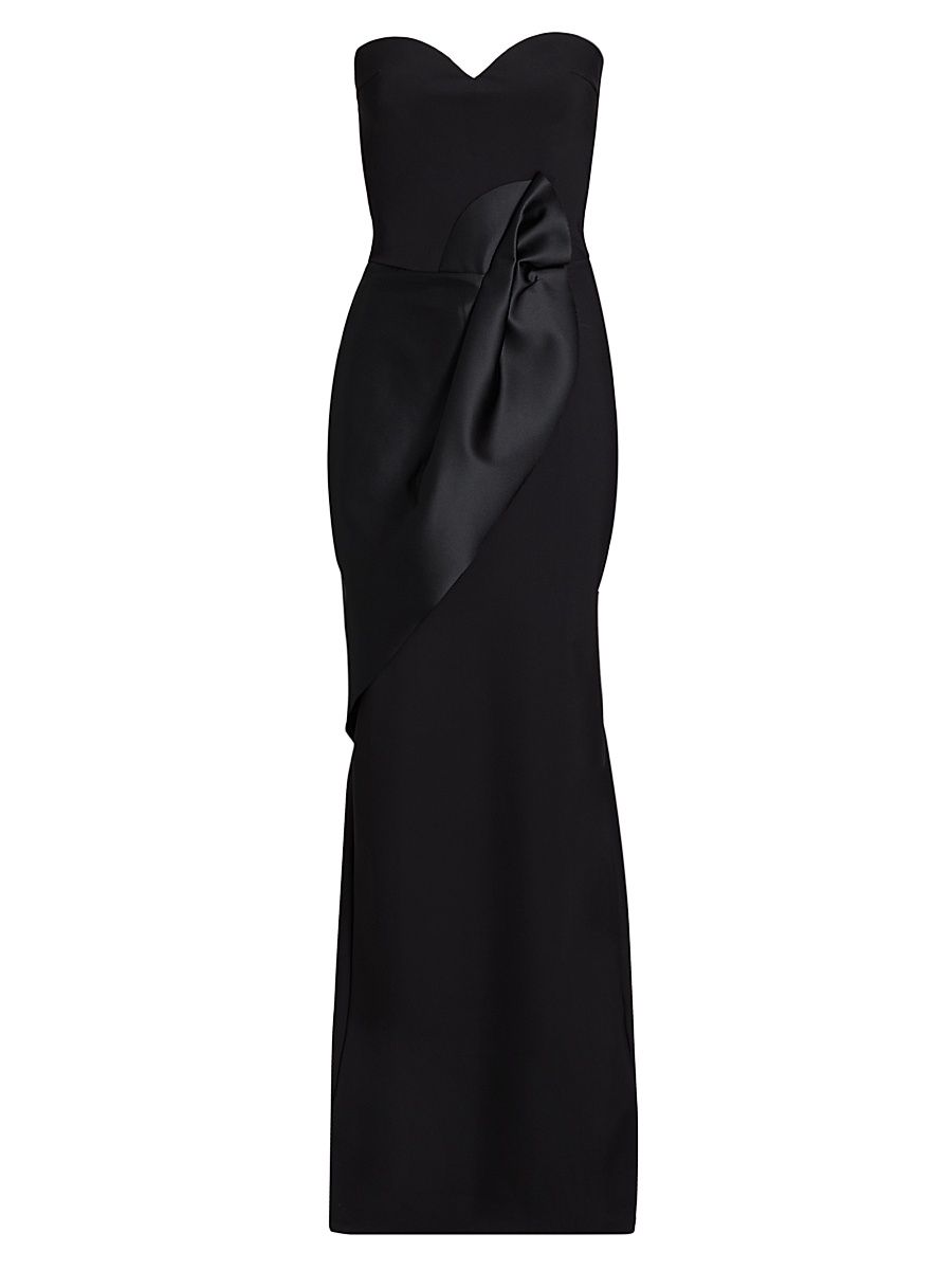 Women's Chrysshui Ra Satin-Jersey Strapless Gown - Black - Size 2