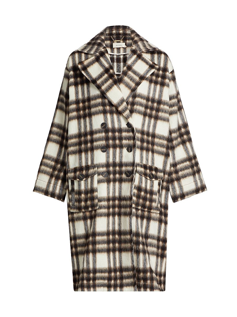 Women's Kinley Check Coat - Brown - Size Medium