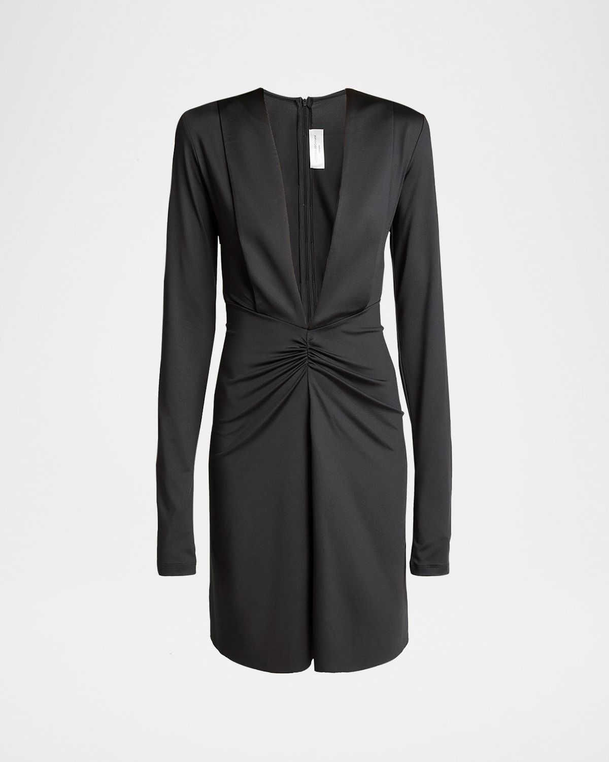 Ruched Deep V-Neck Mini Dress