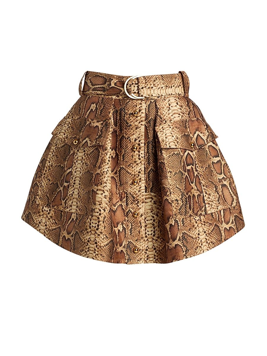Women's Hypnotic Snake-Print Miniskirt - Toffee Snake - Size 6
