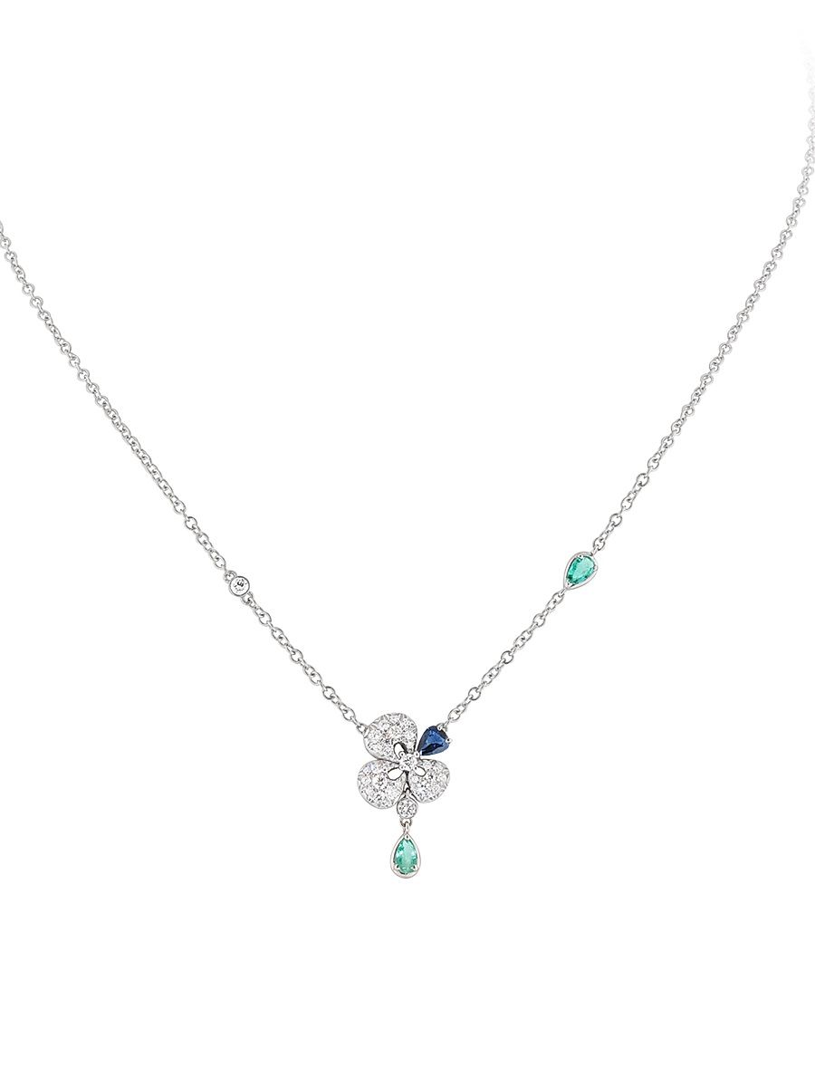 Women's Ischia 18K White Gold & Multi-Gemstone Flower Pendant Necklace - White Gold
