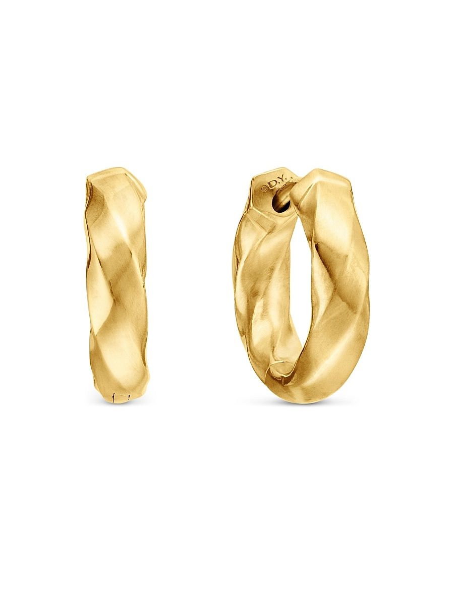 Women's Cable Edge Huggie Hoop Earrings in 18K Yellow Gold, 13mm - Gold