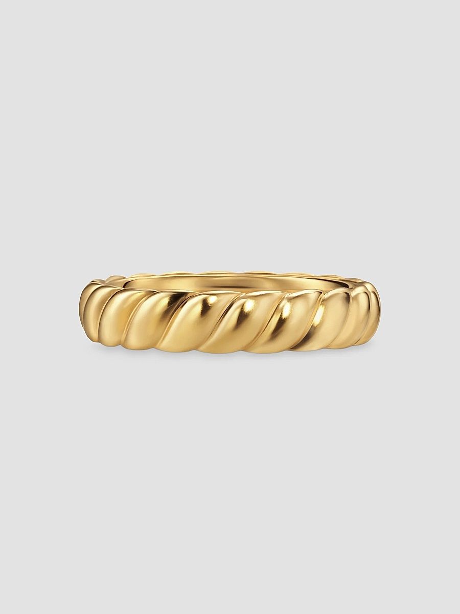 Men's Sculpted Cable Band Ring in 18K Yellow Gold, 5MM - Gold - Size 12.5