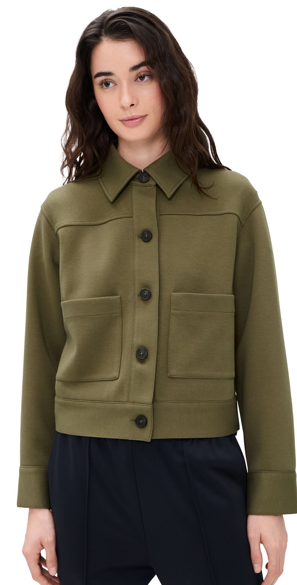 Vince Cropped Jacket Dark Olive Stone XXS