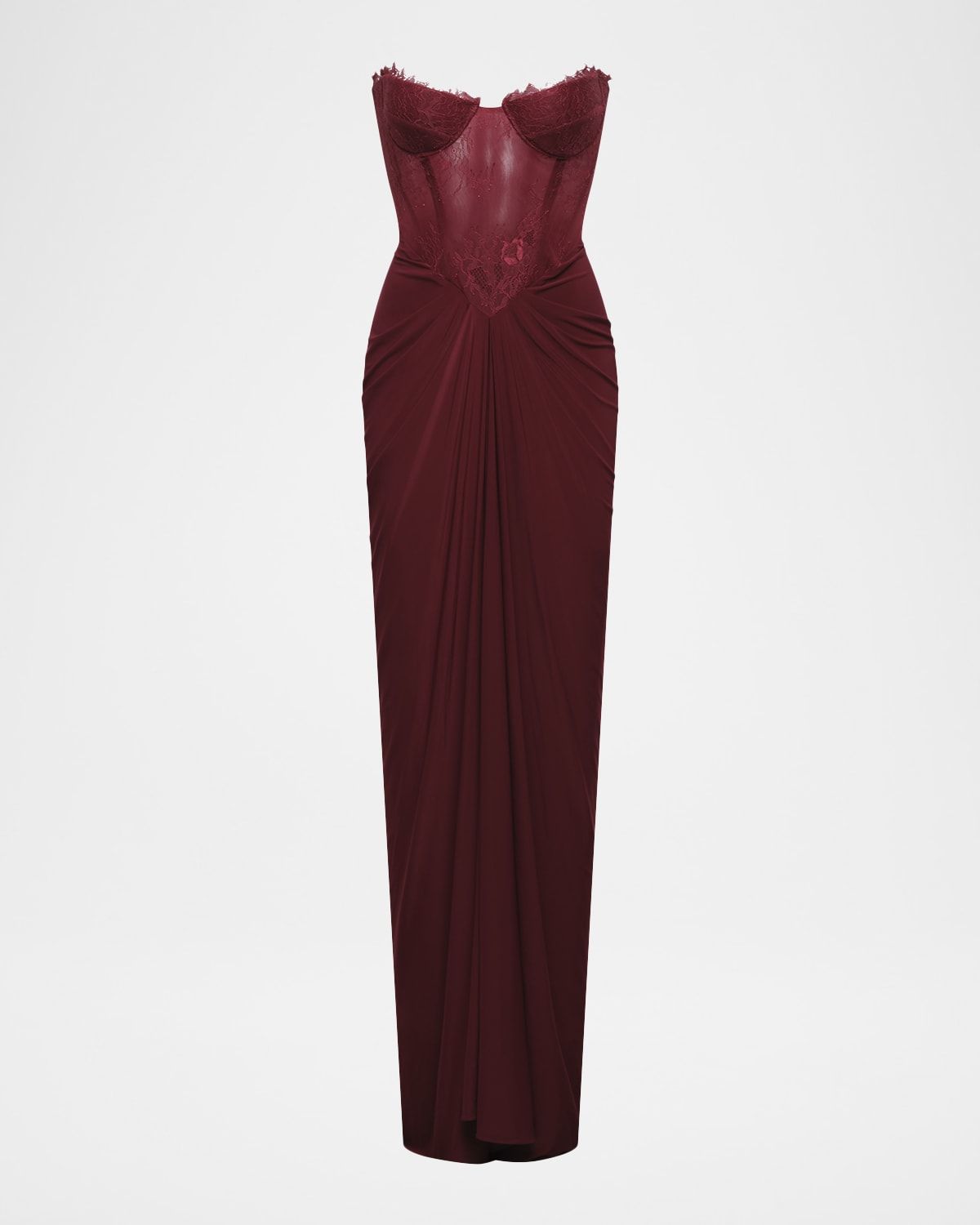 Strapless Lace & Jersey Gown