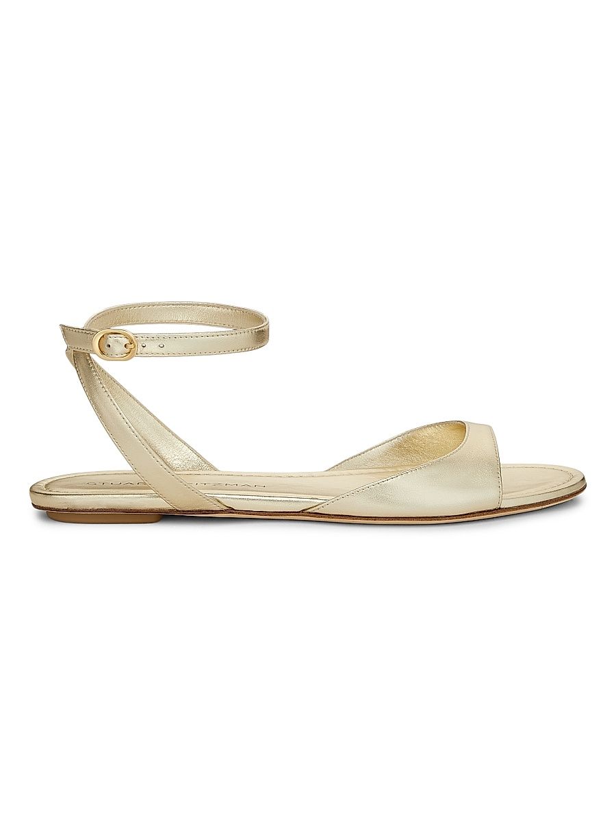 Women's Nudist Metallic Leather Sandals - Light Gold - Size 9.5