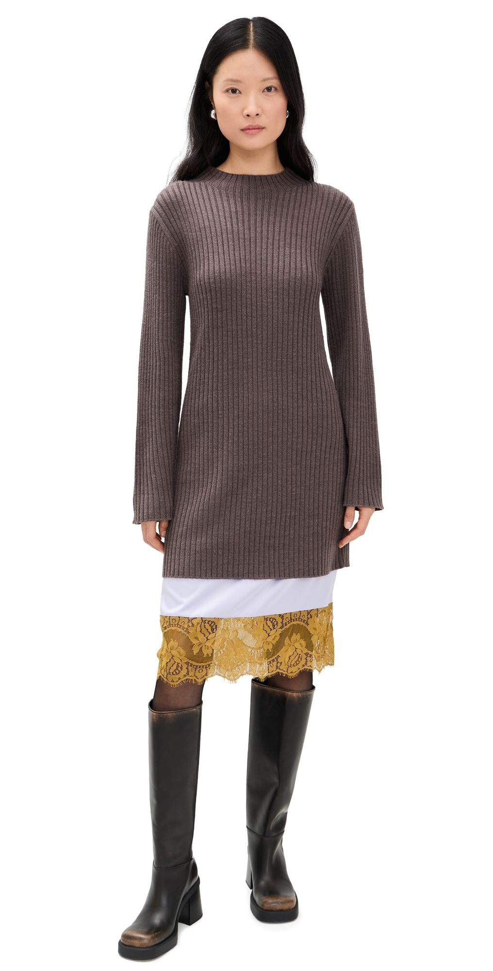 STAUD Willow Sweater Dress Truffle S