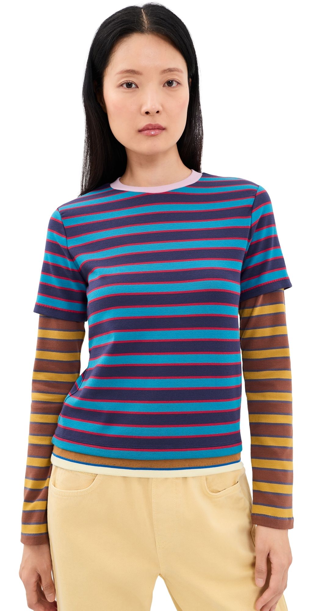 STAUD Dillon Tee Potter Stripe Multi XS
