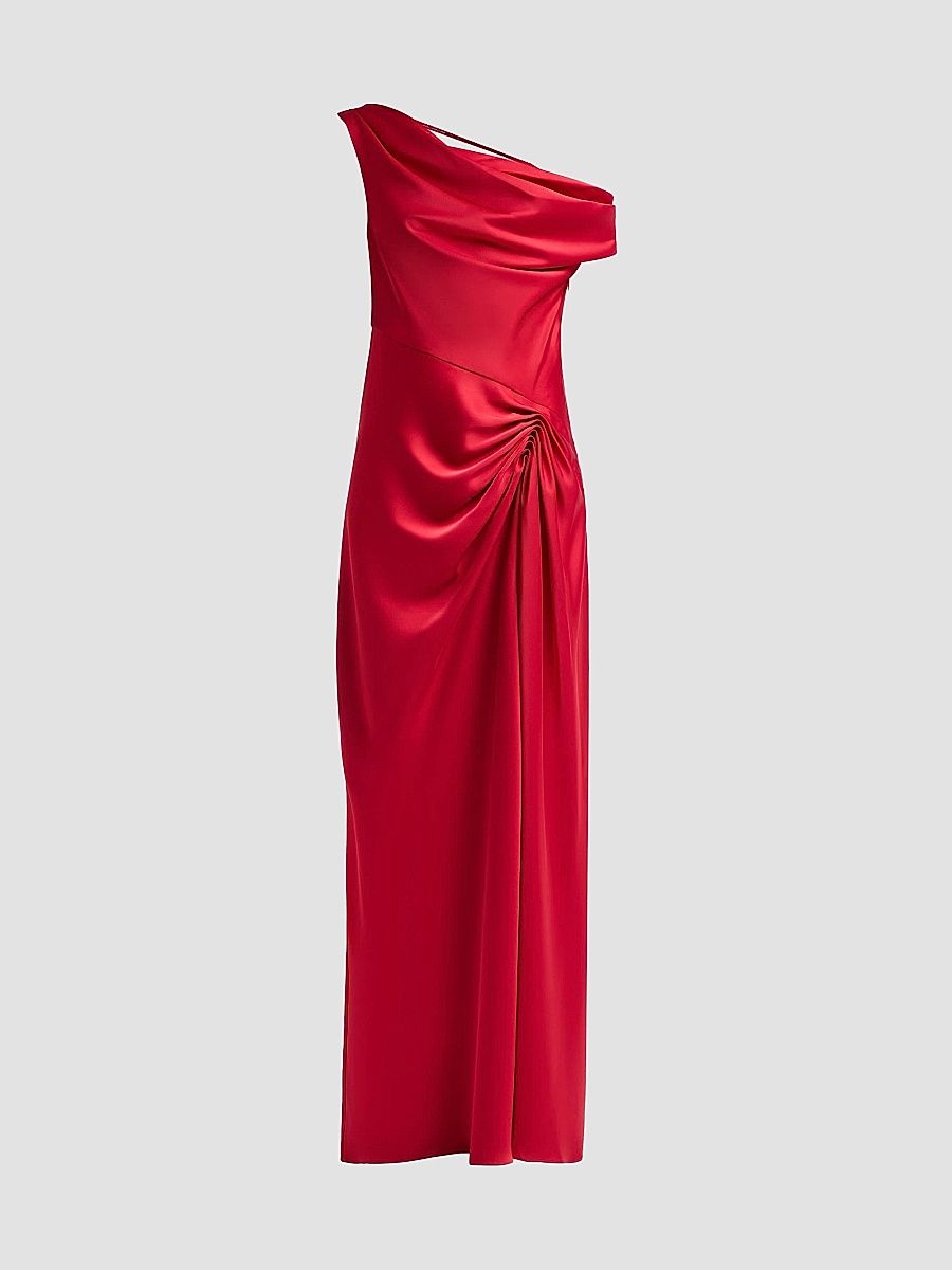 Et Ochs Women's Camilla Satin One-Shoulder Gown - Lipstick Red - Size 12