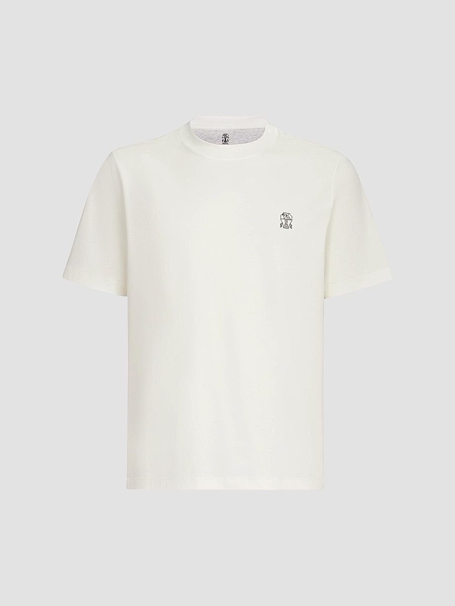 Brunello Cucinelli Men's Cotton Jersey Crew-Neck T-Shirt - Off White - Size XXS