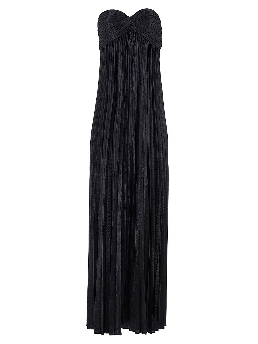 Women's Zoa Metallic Pleated Strapless Gown - Black - Size Large