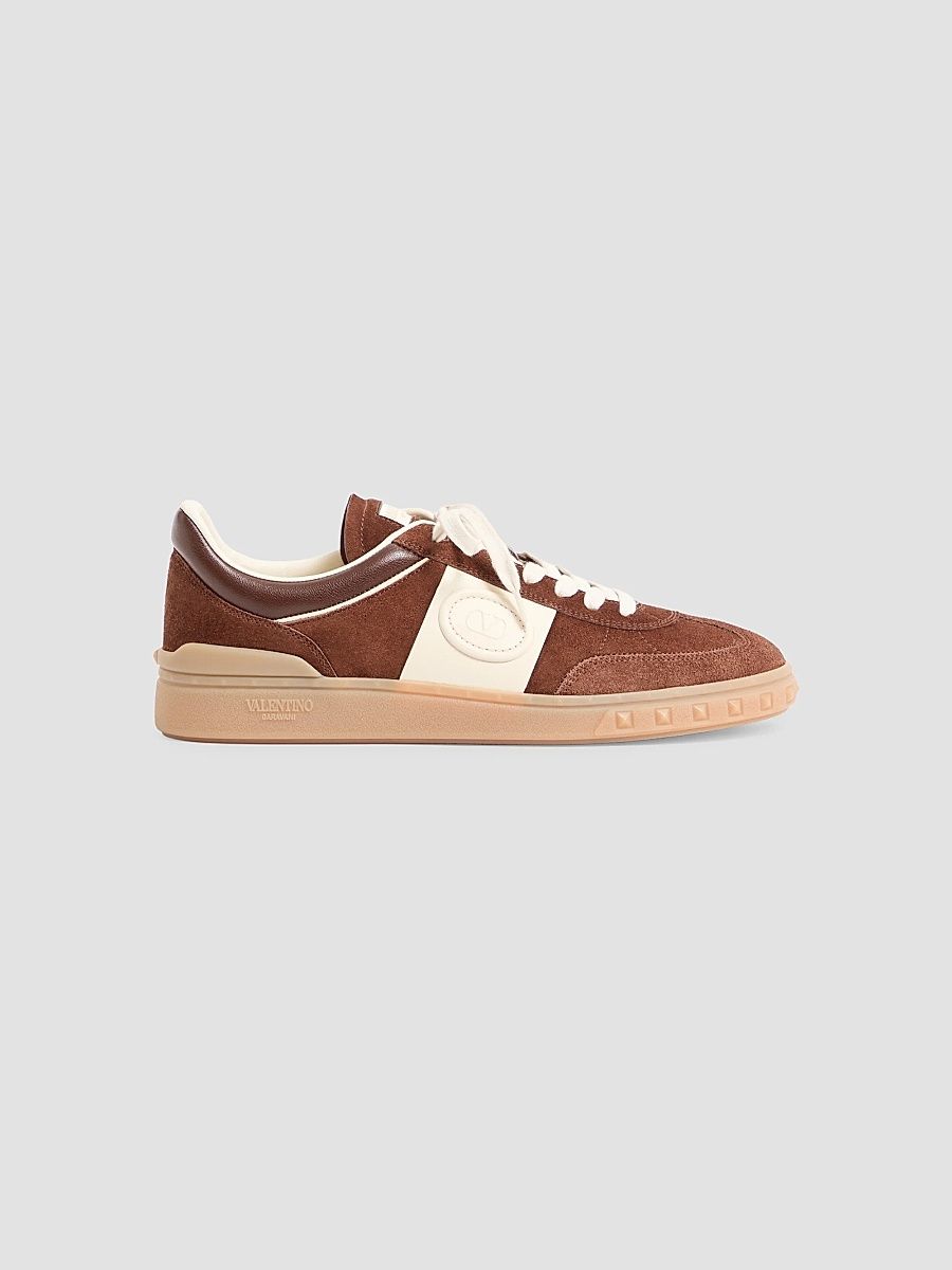 Men's Upvillage Low Top Sneakers in Leather - Brown Ivory - Size 5.5